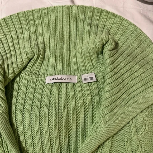 Liz Claiborne Green V-Neck Sweater L - Picture 3 of 5